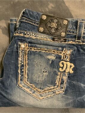 Miss Me Blue Bootcut Jeans with Embellished Back Pocket